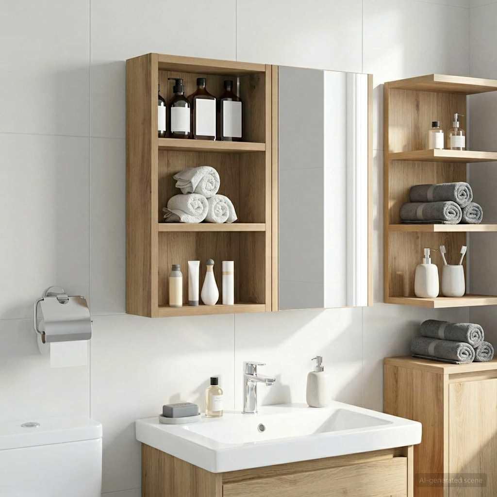 Armoire murale de salle de bain en chêne : fini le désordre dans les WC