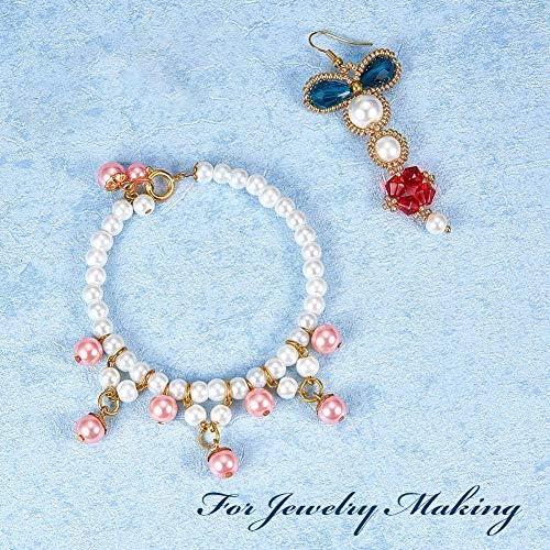 PandaHall 15 Colors 8mm Glass Pearl beads, 460pcs Christmas Crafts Pearl Balls Round Pearlized Loose Pearl Beads Imitation Pearl Beads for Bracelet Earring Necklace Jewellery Making DIY Craft