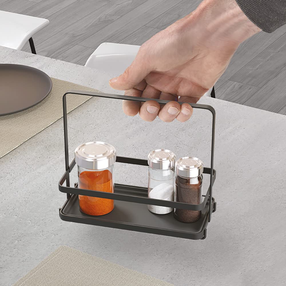 Metaltex Porta olio aceto spezie Tokyo Lava. Accessorio organizer da cucina antiruggine antigraffio antiurto. Organizzatore cucina made in Italy. Mensola da appoggio. Scaffale porta spezie 23x11x20cm