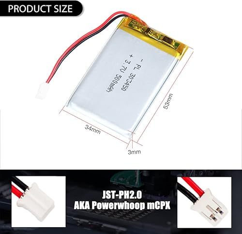 Miniatura 170 de 3.7V 250mAh 502030 Lipo batería recargable batería de iones de polímero de litio con conector PH2.0.000 in JST