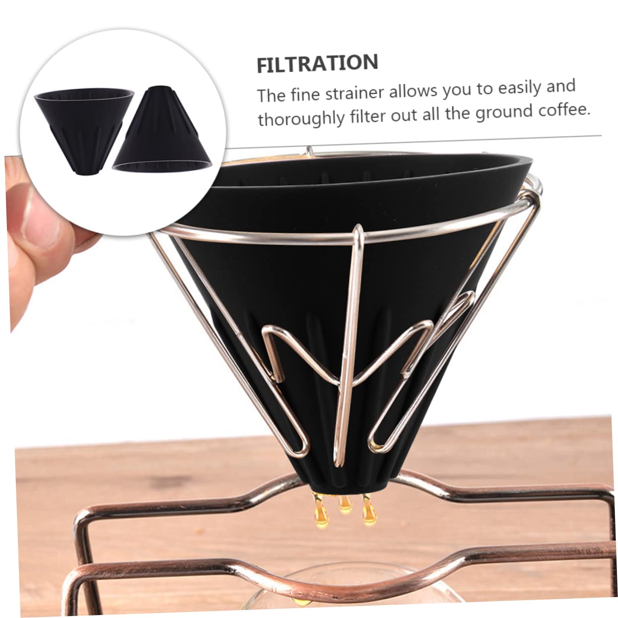 Uonlytech 4pcs Food-grade Silicone Coffee Filter Strainer Reusable Coffee Funnel for Home Brewing Easy to Clean and