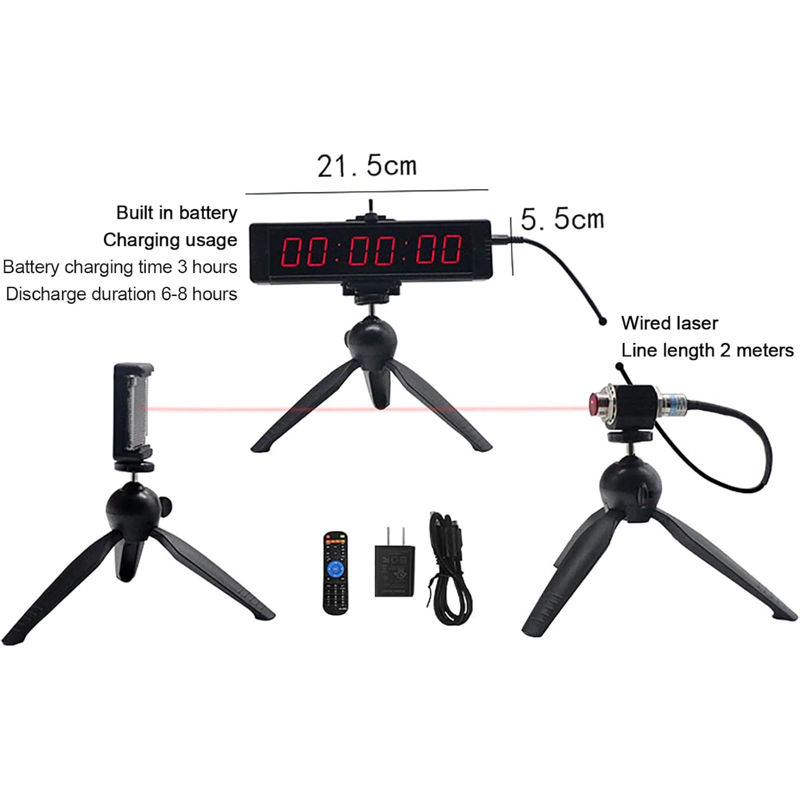Cronometro Laser Wireless per Sprint, Cronometro da Pista, Display A 6 Cifre, Display Digitale da 1 Pollice, con Sensore E Staffa, per Gare di Sprint, Cronometro da Corsa.