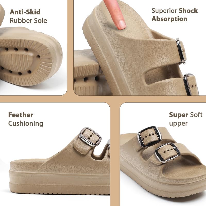 Image of Women Summer Flip Flop Slippers Casual Pillow EVA Anti-Slip Sole Slide Slipper Double Strap Sandals for Women's & Girls Rubber Flats