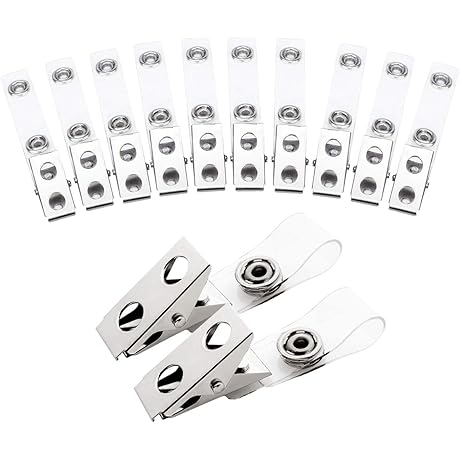 Pack of 150 Secure and Durable Metal ID Badge Clips with Transparent PVC Straps