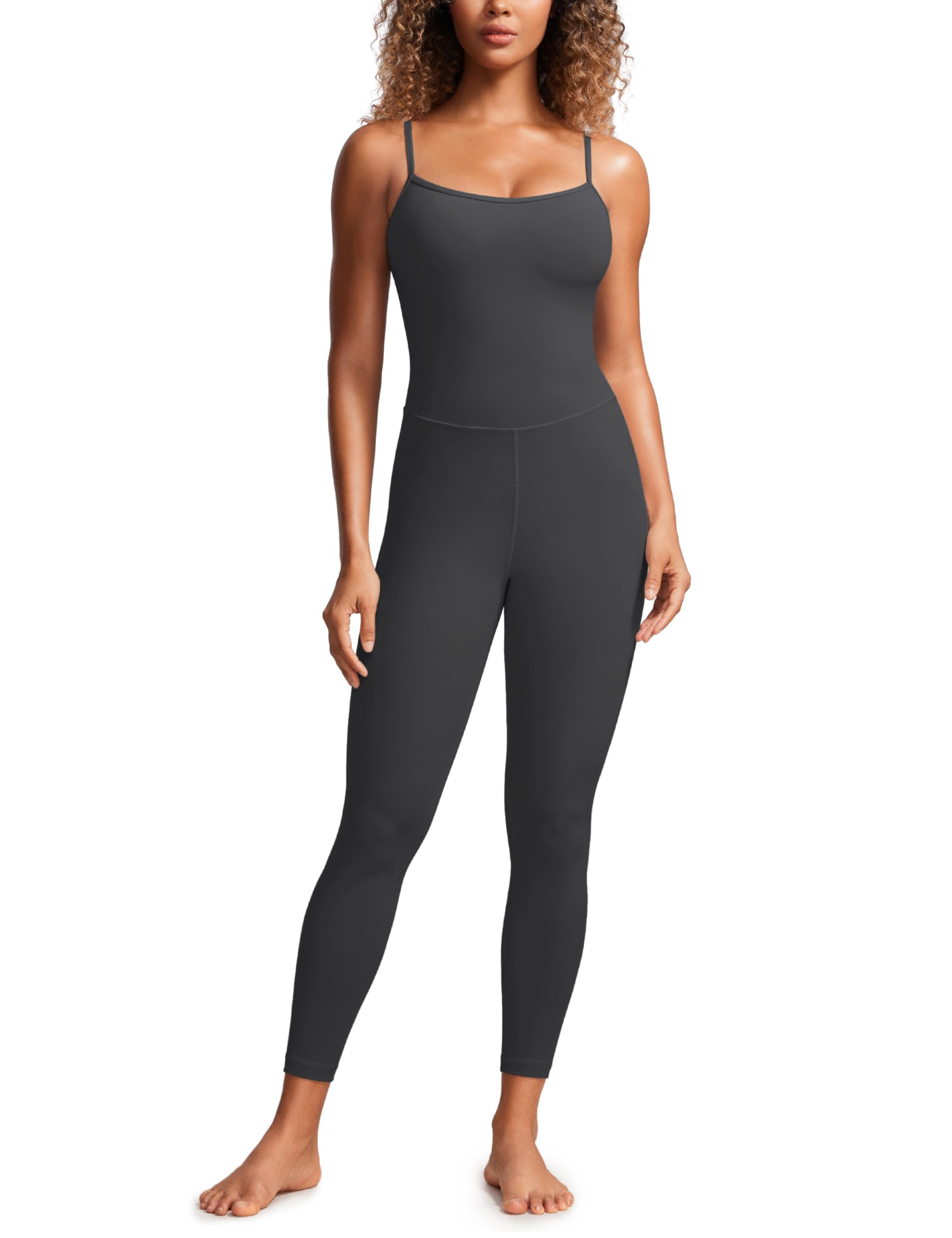 CRZ YOGA Butterluxe Cami Strap Jumpsuits for Women - Adjustable Yoga Workout One Piece Tank Leggings Romper with Built-in Bra