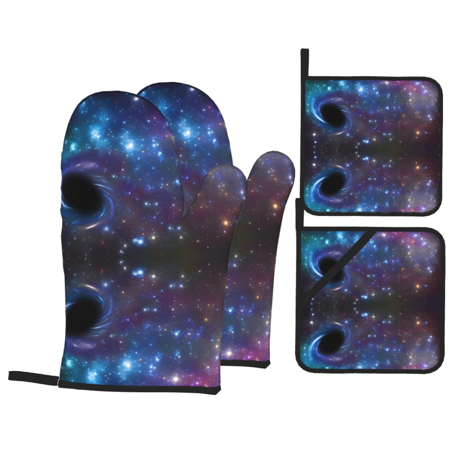 WHJSSF Galaxy Prints 4-Piece Waterproof Oven Throws & Heat Resistant Pot Covers – Durable Kitchen Layers for Grilling & Baking