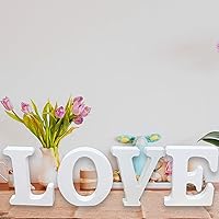 Vista 6 de AOCEAN Letras de madera blanca de 6 pulgadas, letras de madera sin terminar para decoración de pared, letras de pie, rebanadas, decoración