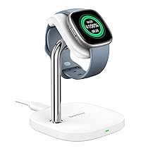SwanScout Watch Caricatore per Fitbit Versa 4, Versa 3, Sense 2, Sense, Supporto di Ricarica Rapida Magnetico per Fitbit Versa 4, Fitbit Versa 3, Fitbit Sense 2, Fitbit Sense, SwanScout 505FB (Bianco)