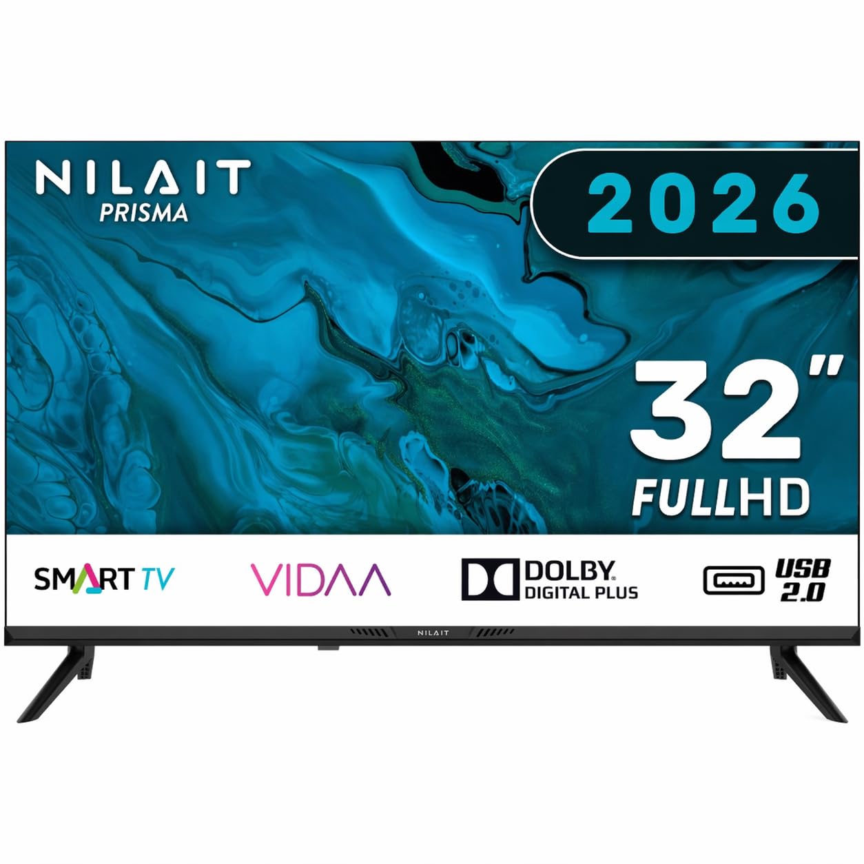 Nilait Prisma Smart TV 32" LED Full HD VIDAA, Dolby Digital Plus, WiFi et Ethernet, 3X HDMI, Compatible VESA, Noire