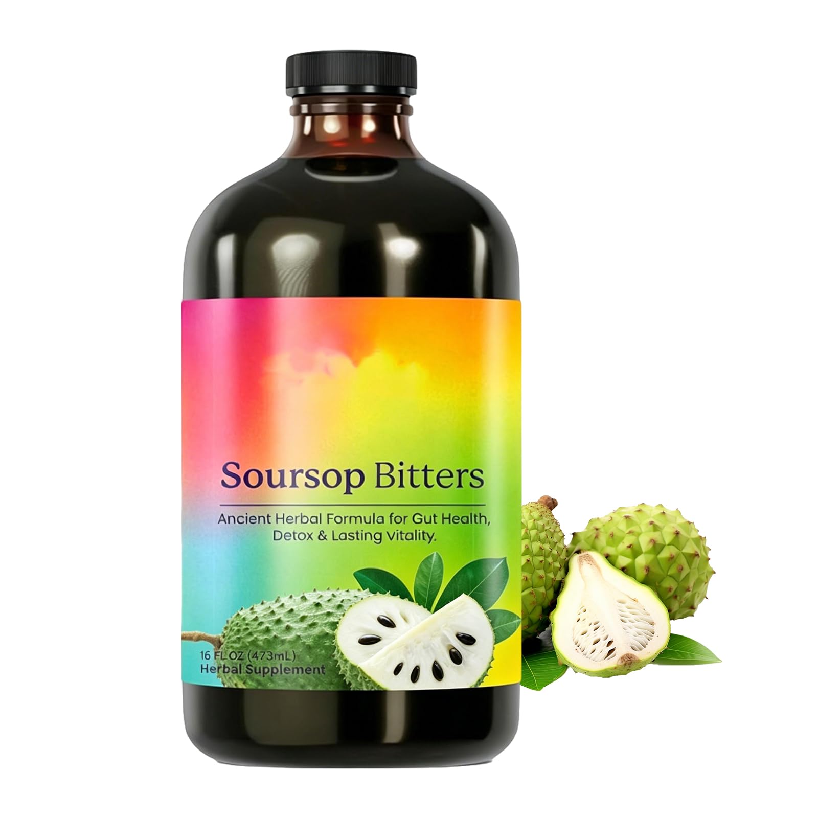 Soursop Bitters Liquido, Liquido di Soursop Bitters, Graviola, Guanabana, Corossol, Stachelannone, Supporta la salute digestiva e la funzione immunitaria, Vegano - 473ML/16FL.OZ (1 Bottle)