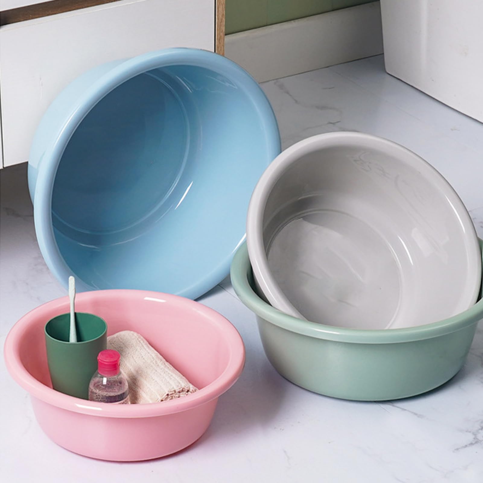 Bacinella Per Biancheria In Plastica KADAX, Vasca Rotonda Da 30 Litri Con Manici 85753264