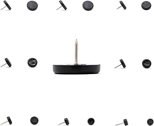 Planeadores para muebles, silla de plástico, sofá, almohadillas deslizantes para patas de mesa, fabricado en Alemania (negro, 0.591in, consulta la