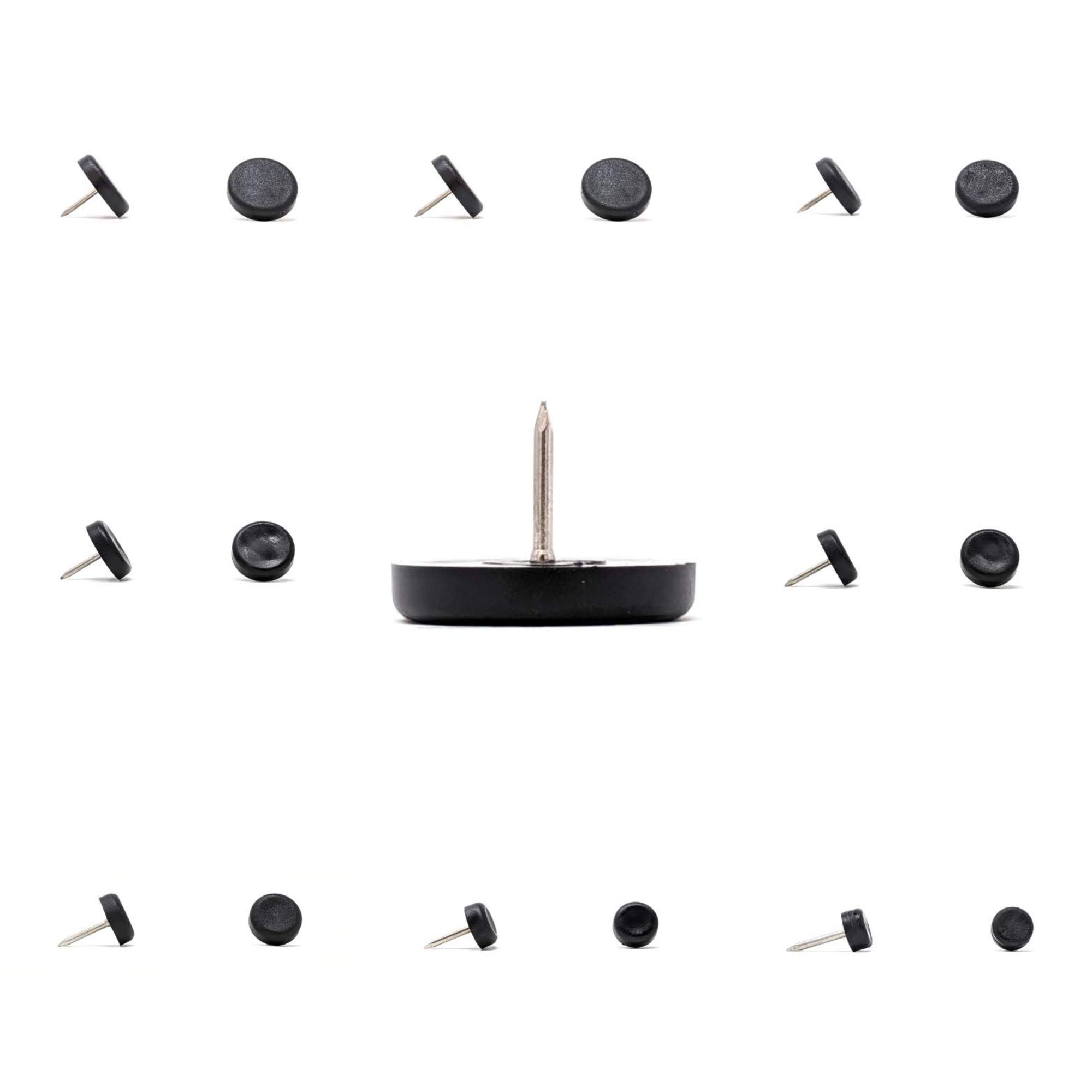Furniture Gliders - Nail-in Nylon Slider Pads For Chair & Table Legs, 30mm Black, Pack Of 8 (Made In Germany)