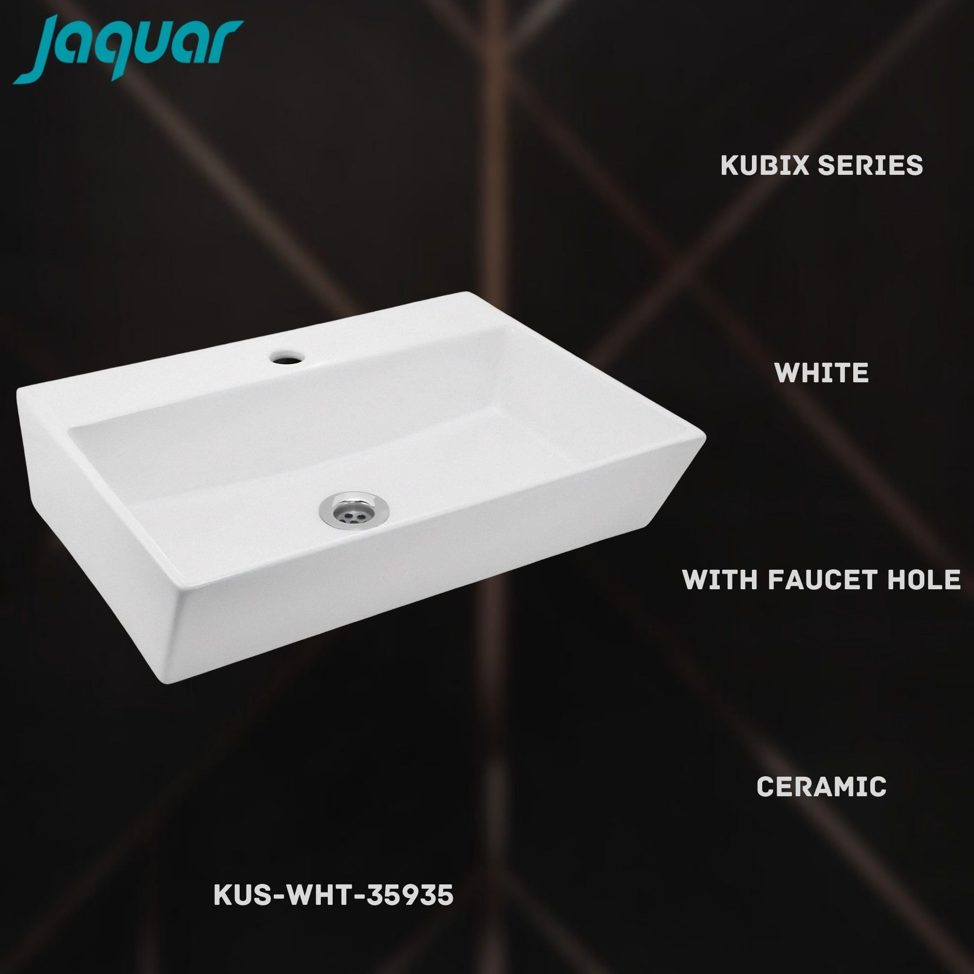 JAQUAR KUBIX Series Table Top WASH Basin (White) with Faucet Hole