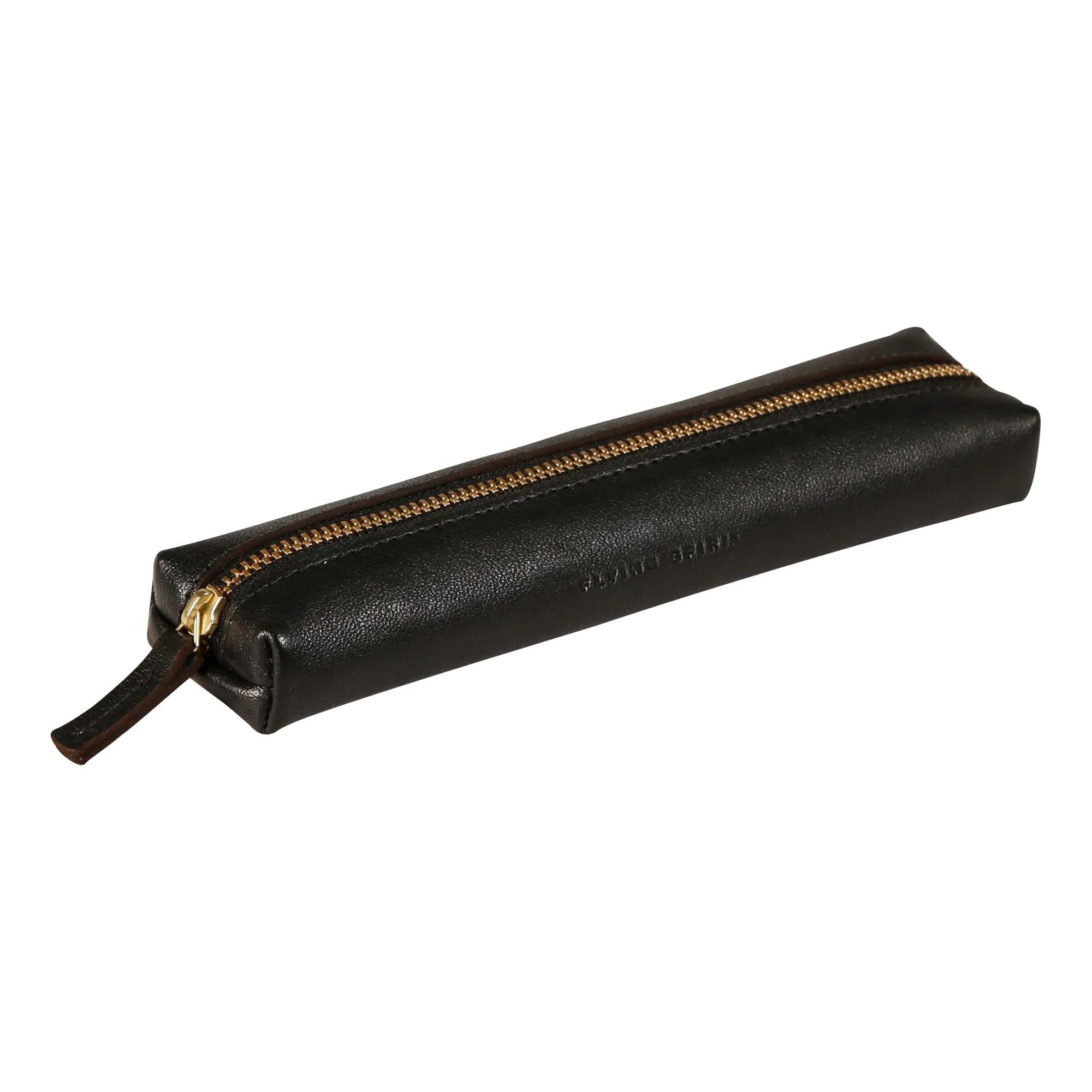 Clairefontaine 102511C - A Flying Spirit mini pencil case 19x4x2.5 cm, in smooth lambskin, Black