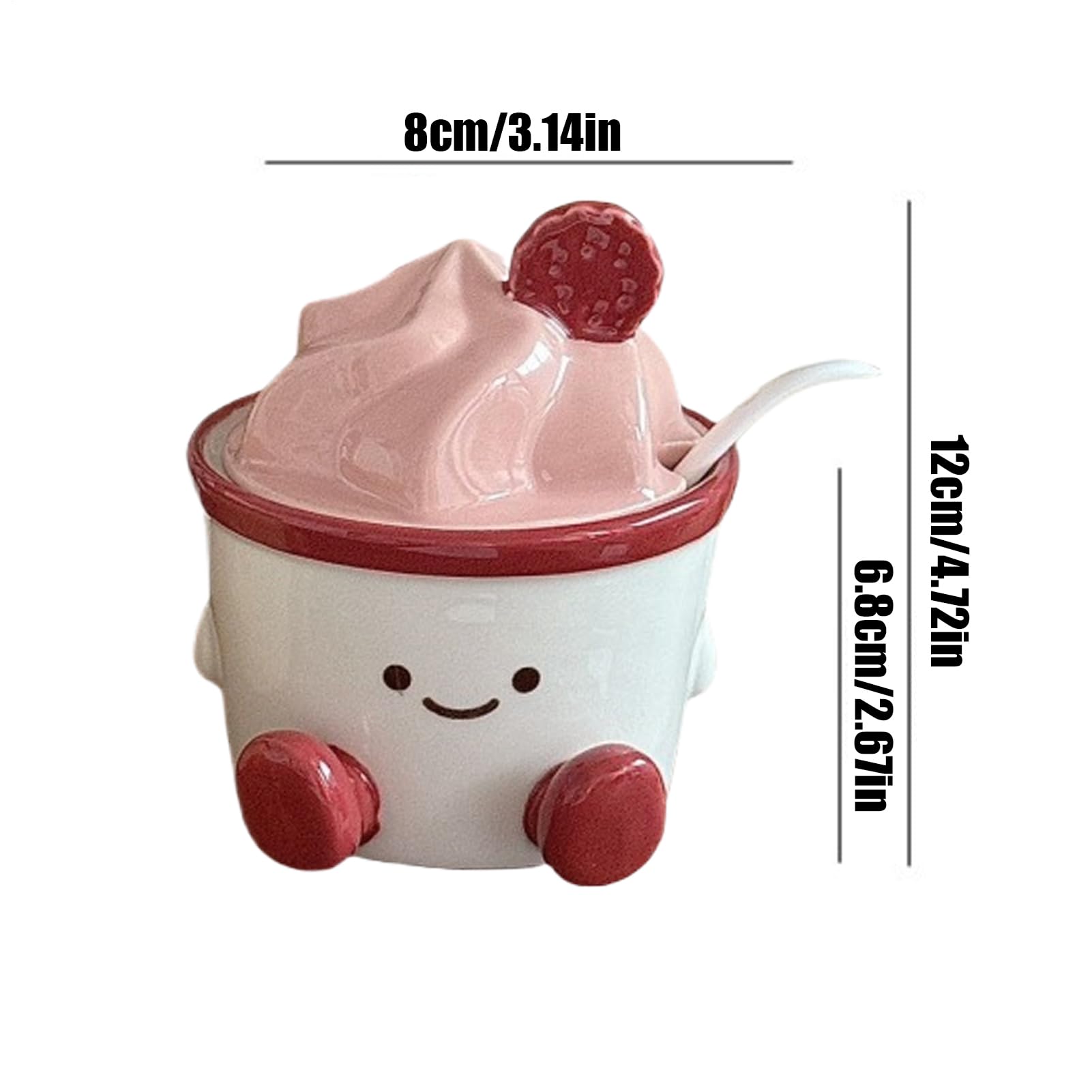 Salero,Bote de Cerámica con Tapa y Cuchara de Diseño Animado - Azucarero Lindo,Para Hogar, Cocina, Horneado, Comedor, Picnic, Exterior, Campamento Y Condimentos
