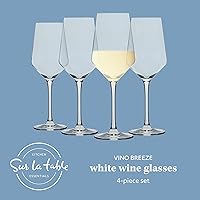 Vista 2 de SUR LA TABLE Kitchen Essentials Vino Breeze Crystal Clear - Juego de 4 copas de vino blanco multiusos de 14 onzas con silueta curva moderna