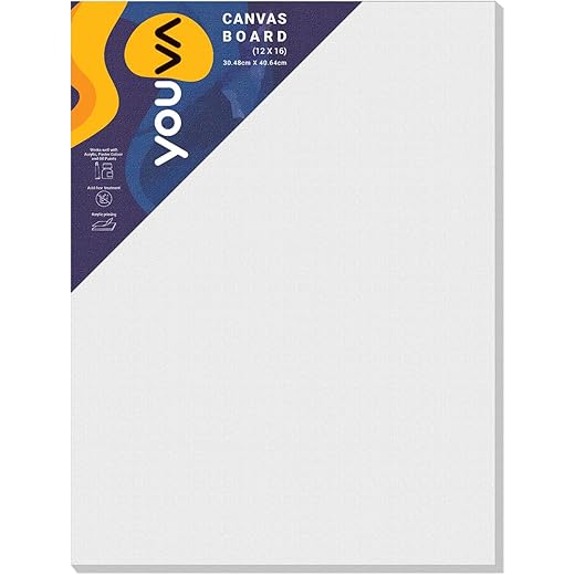 YOUVA Primed Canvas Board 12x16 inch