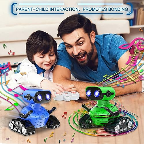 JAMLAMQ Robot for Kids Toy-Rechargeable Remote Control Robot Toys,Toy with Music and LED Eyes, Emo Robot with Auto-Demonstration,Dance Moves,Gift for Children Age 3 Years and Up (Green) - Thumbnail 6