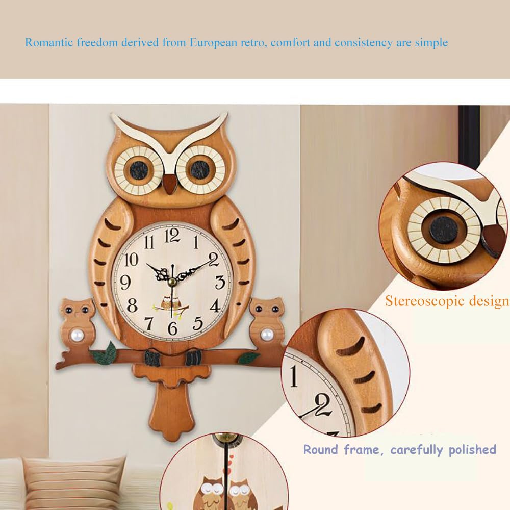 Pendel-Wanduhr aus Holz, nicht tickend, geräuschlos, batteriebetrieben, Pendel für Heimdekoration