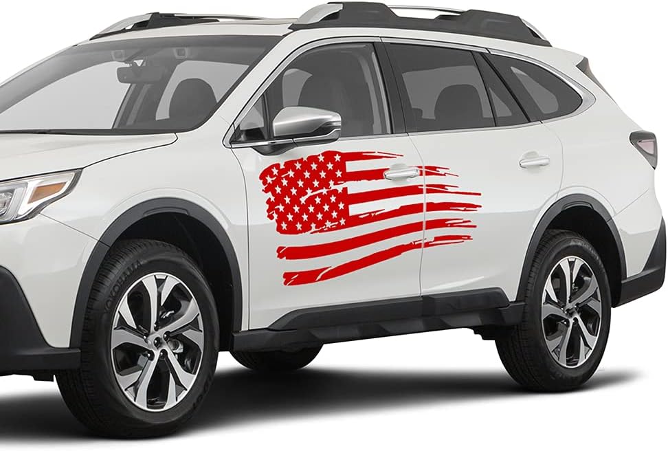 Side Flag Designs Graphics Vinyl Decals Compatible with Subaru Outback (Black)