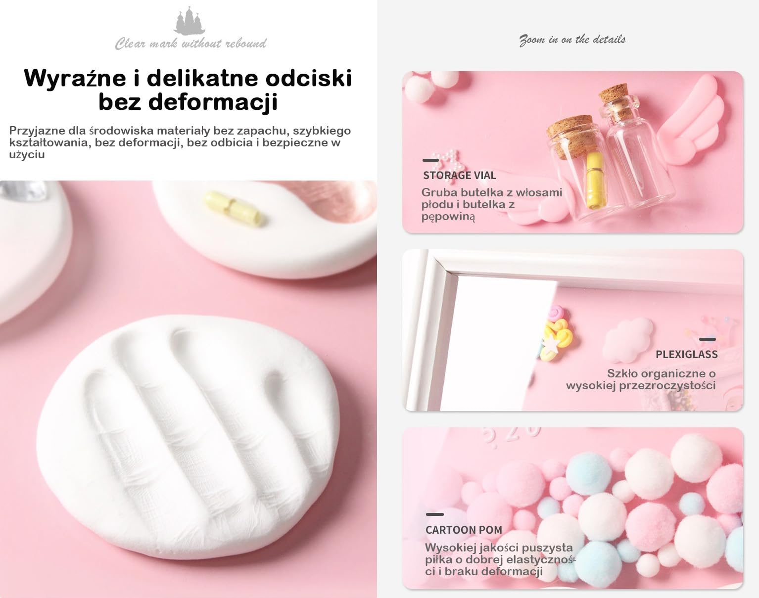 Zestaw dla Noworodka Ramka Odcisk Dłoni I Stopy,Ślad Dziecka Zestaw Pamiątkowa Ramka na Zdjęcia,Prezenty na Baby Shower dla Dziewcząt Chłopców,Dekoracja Pamiątkowa dla Dziecka
