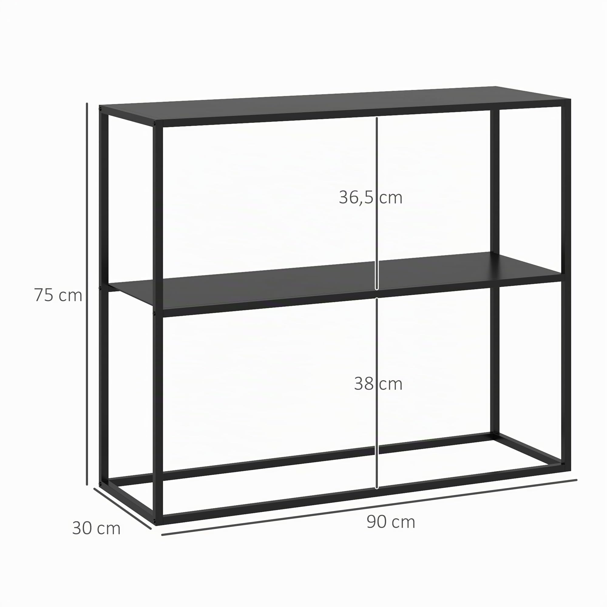 HOMCOM Mesa de Consola Estilo Industrial Mueble de Recibidor con Estante y Marco de Acero Antivuelco Carga 20 kg Mesa de Entrada para Sala de Estar Pasillo 90x30x75 cm Negro