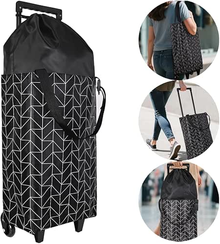 Small Collapsible Shopping Cart,Shopping Cart with Wheels,Folding Portable Bag,Waterproof Rolling