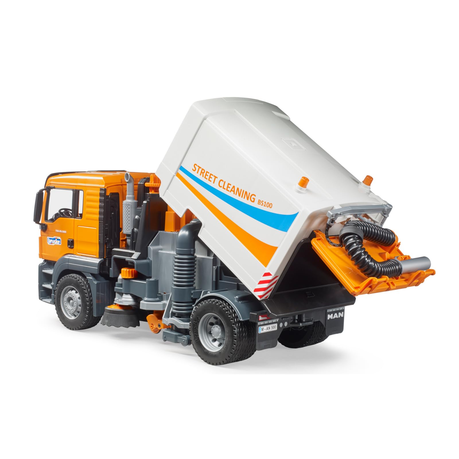 bruder 03780 - Man TGS LKW Straßenreinigung - 1:16 Kehrmaschine Reinigungs-Fahrzeug Kommunalarbeiter Müllabfuhr LKW Spielzeug Maschine
