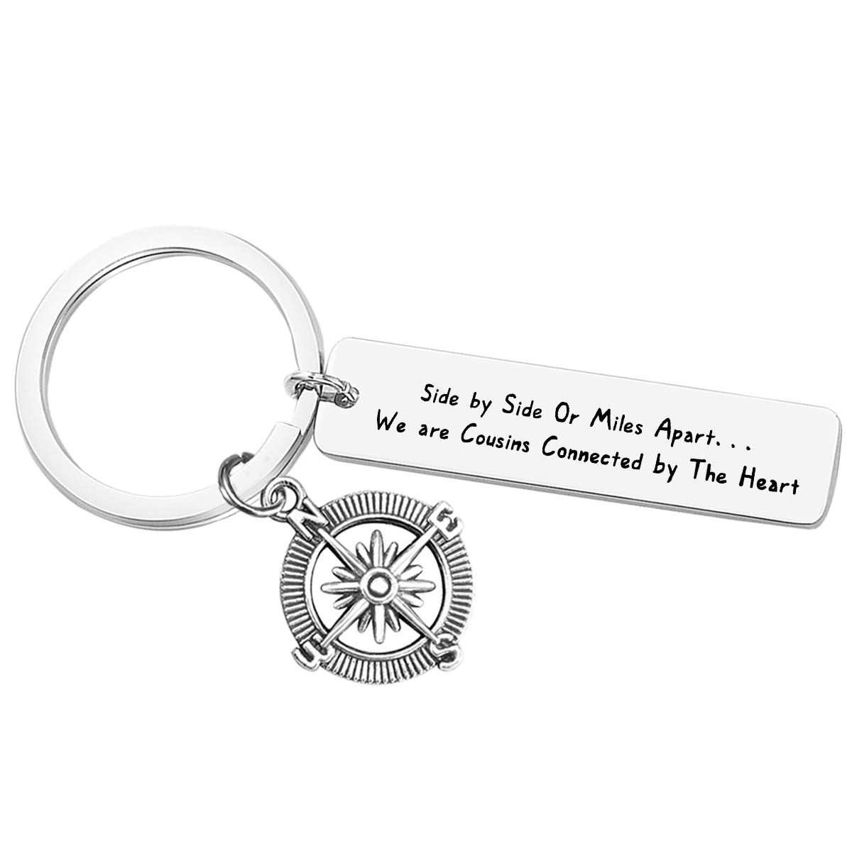 Cousin Keychain Side by Side Or Miles Apart We are Cousins Connected by The Heart Jewelry Gift for Cousin Best Cousins Gifts Personalized Keychain Cousin Gifts Key Chain Birthday