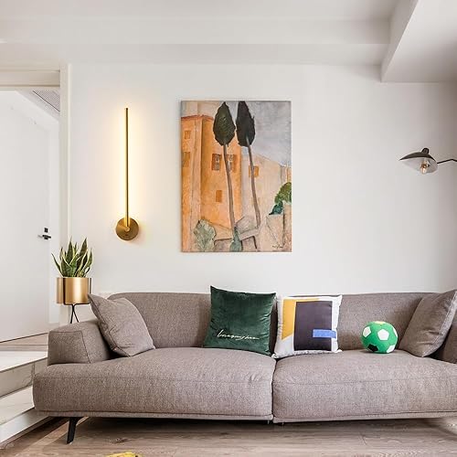 Miniatura 5 de Biewalk Juego de 2 apliques de pared modernos de alambre duro, lámpara de pared LED de 24 pulgadas con función de memoria, adecuada para dormitorio,