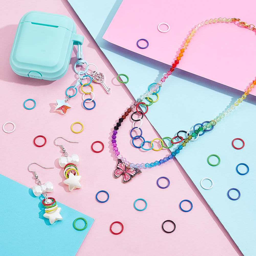 160 Anelli Aperti Per Gioielli Fai Da Te – 10 Mm – Ferro Colorato 16 Colori – Per Collane, Orecchini, Bracciali