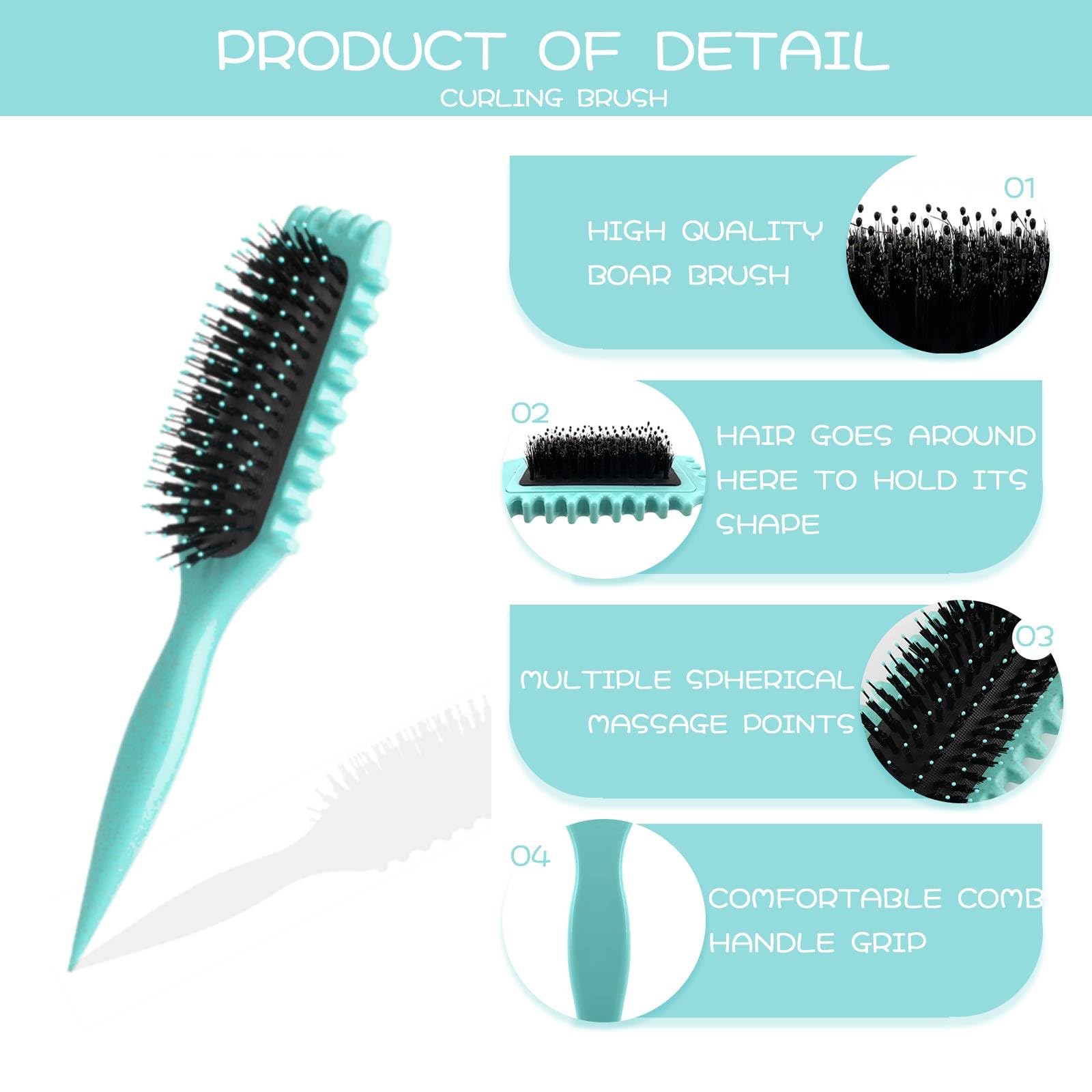 Hillylolly Spazzola per Ricci Bounces, Curly Define Styling Brush Originale, Defining Brush per Capelli Ricci, per Donne e Uomini Districare Modellare (Verde)