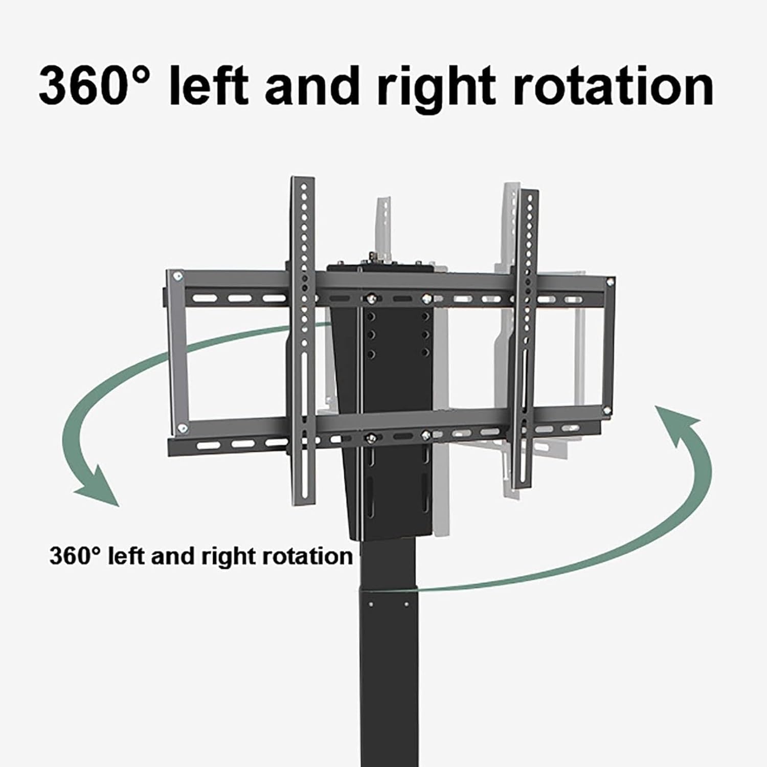 Supporto TV, supporto da parete for monitor, sollevamento elettrico telescopico, rotazione manuale di 360° a sinistra e a destra, 26-70 pollici, con carico di 60 kg/132 ​​libbre