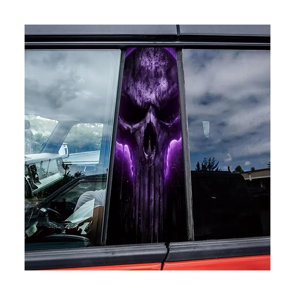 Bertdcx One Color Car Center Pillar Window Film Dark Skull Glossy Protective Polyethylene Auto Parts