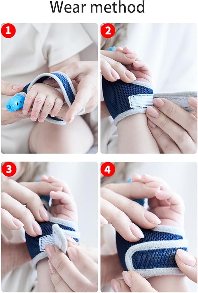 INFINIBYTE Baby Finger Guard, Silicone Toddler Baby Finger Guard with Breathable Wrist Band Thumb Kit,Prevent Children from Sucking Finger5 colours(Blue,red,yellow,pink blue) (BLUE) - Image 6 thumbnail
