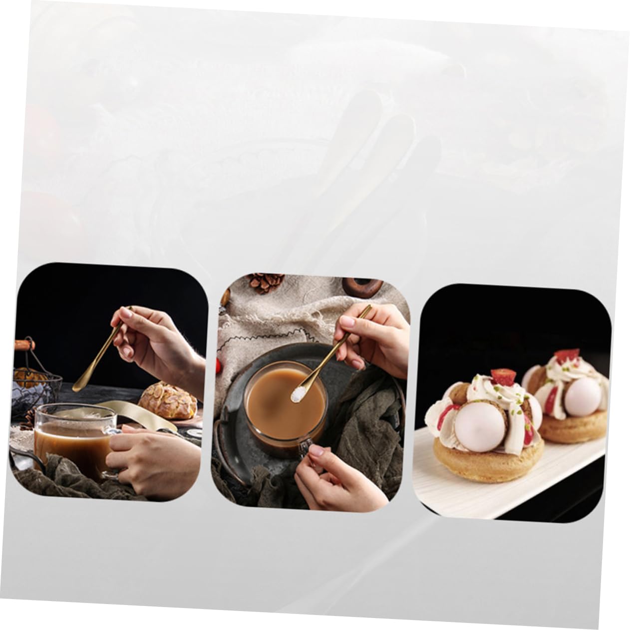 CONGARTENO 2pcs Stainless Steel Spoons Coffee Stirring Spoon Stirring Bar Spoon Coffee Mixer Wand Mixing Spoon Coffee Mixer Stick Coffee Spoon Espresso Spoons Stirring Spoons Golden re-usable