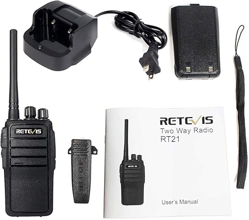 Miniatura 9 de Retevis Paquete de 20 Walkie Talkies RT21, radio bidireccional de largo alcance recargable, radios resistentes de 2 vías, señal fuerte estable, para