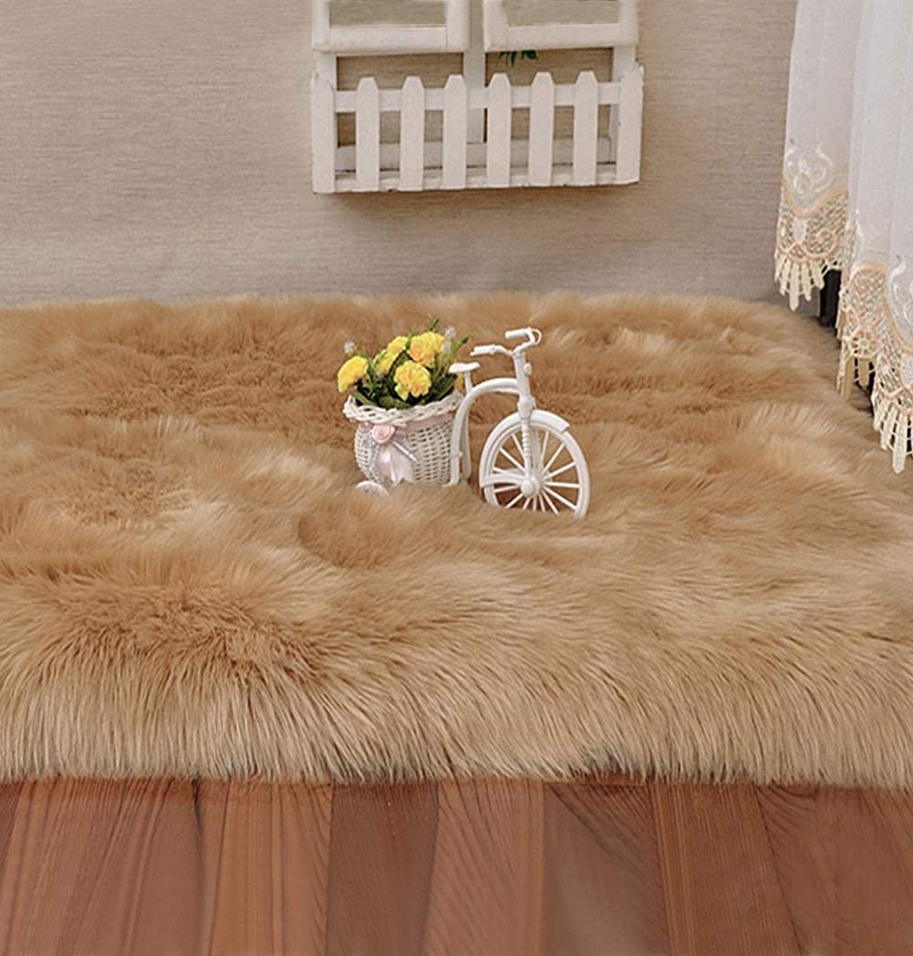 Dywan włochaty, wełniany antypoślizgowy miękki puszysty dywan podłogowy pluszowe wygodne puszyste dywaniki do salonu sypialnia przedszkole (Camel 3.3x6 feet (100x180 cm))