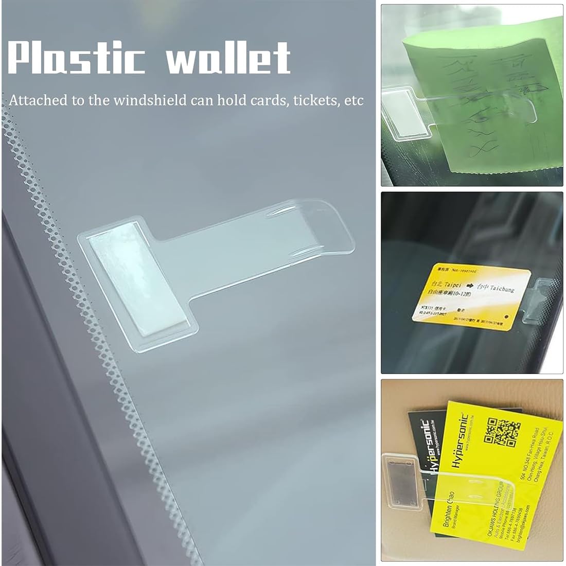6 Soportes Transparentes Para Coche, Estacionamiento, Tarjetero Con Adhesivo Para Parabrisas, Clip Independiente Para Documentos, Soporte Para Boletos De Parabrisas De Coche (Transparente)