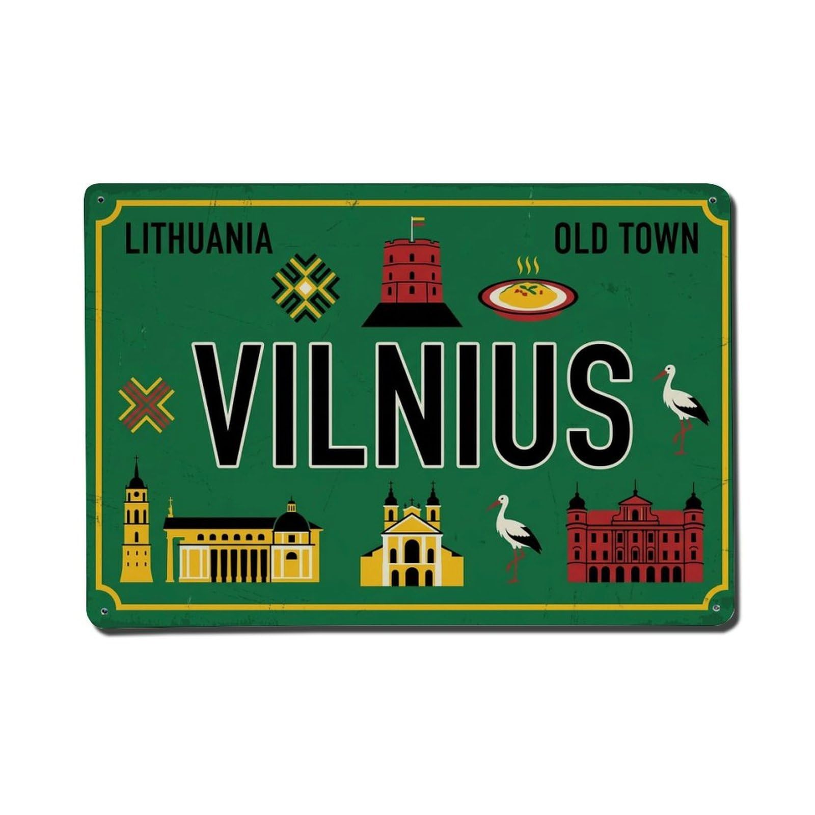 Xanthor Style Vintage Travel Vilnius Lithuania Cathedral Gates Metal Tin Sign