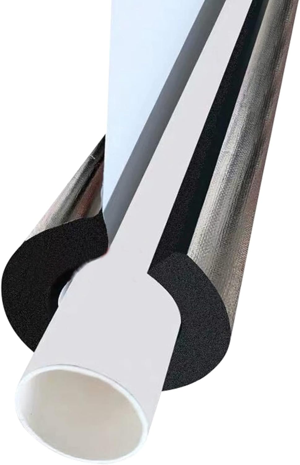 Pipe insulation foam tube,Foam Pipe Insulation Waterproof Fireproof,Self-Adhesive Pipe Insulation Tube with Aluminum Foil,Outdoor Pipe Anti-Freezing Insulation Pipe,0.9m Length Easy to Install ( Color