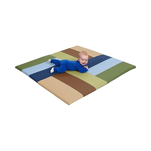 Miniatura 11 de ECR4Kids SoftZone - Tapete de actividades de azulejos giratorios, tapete de juego plegable, tono tierra