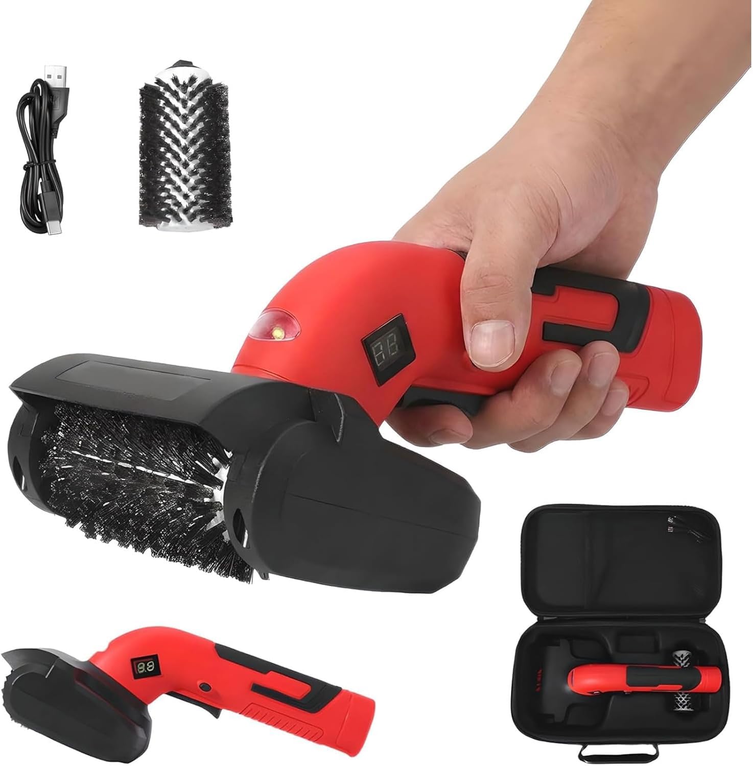 Eiwitany Cordless Electric Rotary BBQ Grill Cleaner Kit with Powerful 1400 RPM Motor, & Storage Case for Outdoor Barbecue Grills