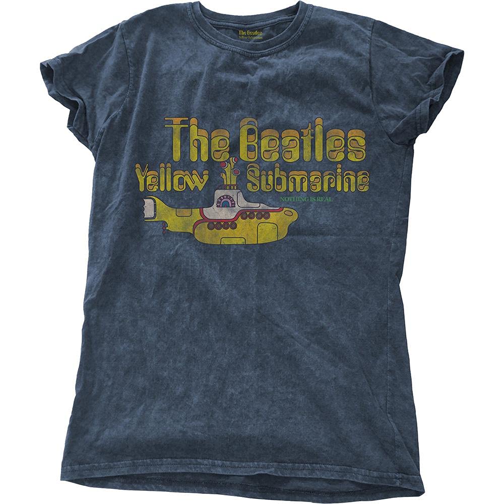 T-Shirt # M Blue Femmina # Yellow Submarine Nothing Is Real