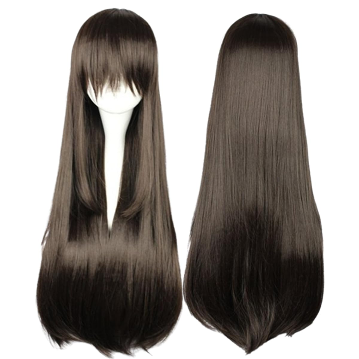 Kadiya Women Girl Fashion Long Straight Dark Brown Cosplay Wigs