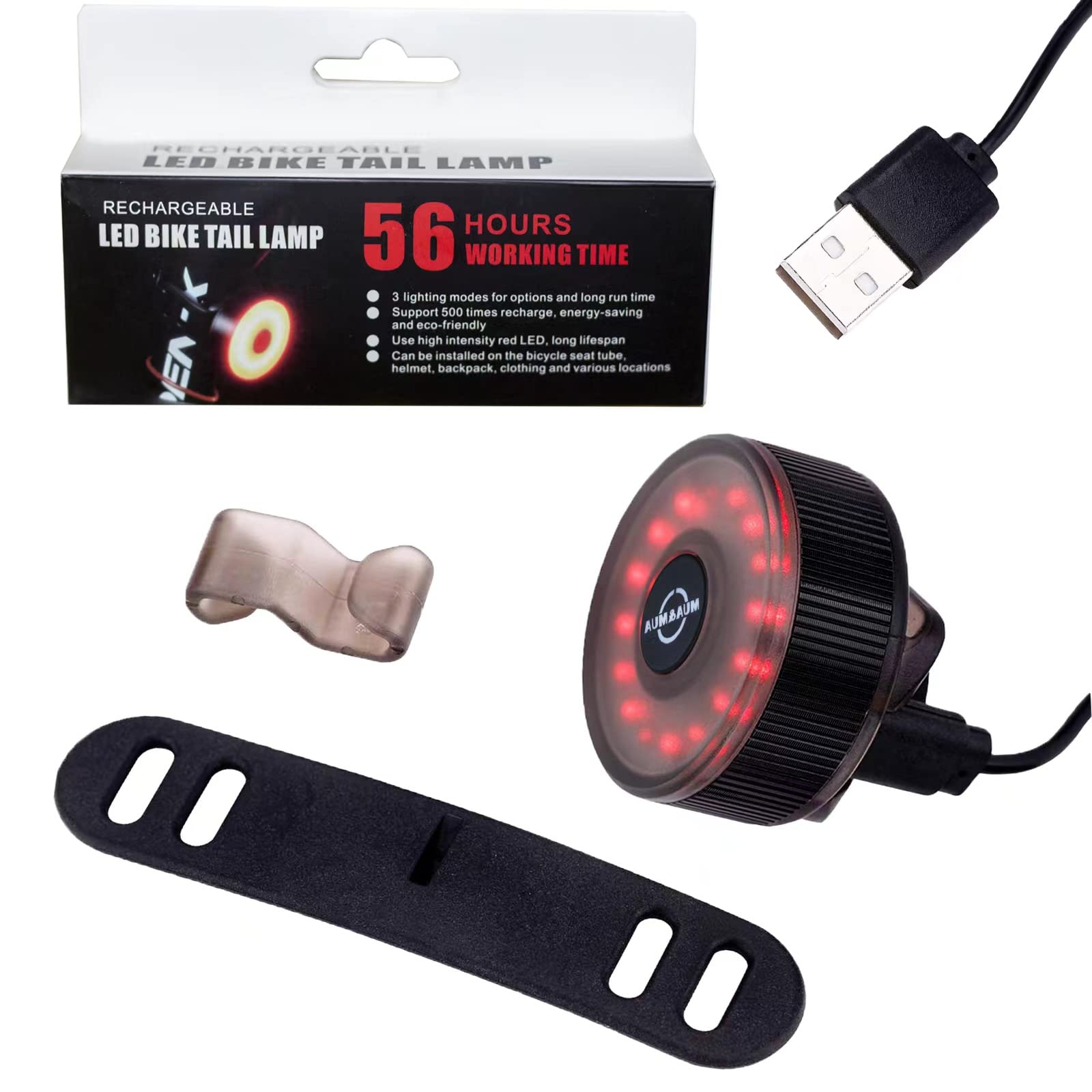 mua&mua Luce Posteriore Bicicletta Ricaricabile USB Fino a 56 Ore di Illuminazione Impermeabile IP65 3 Modalità