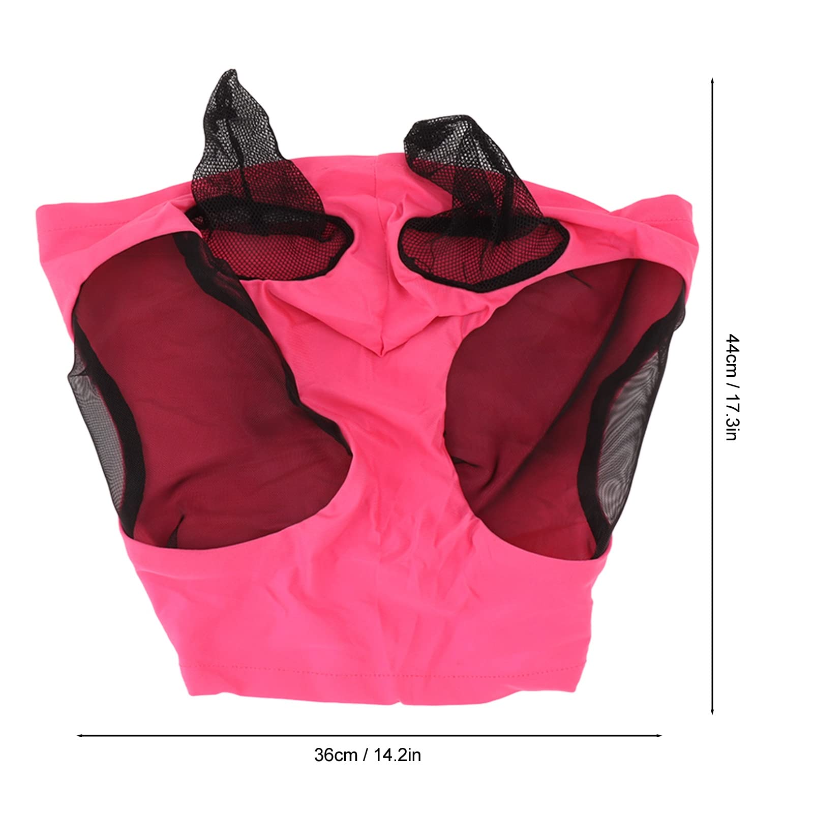 Horse Fly Mask, Elastyczna, Oddychająca Siatkowa Maska ​​dla Koni z Ochroną Uszu(Czerwona róża)