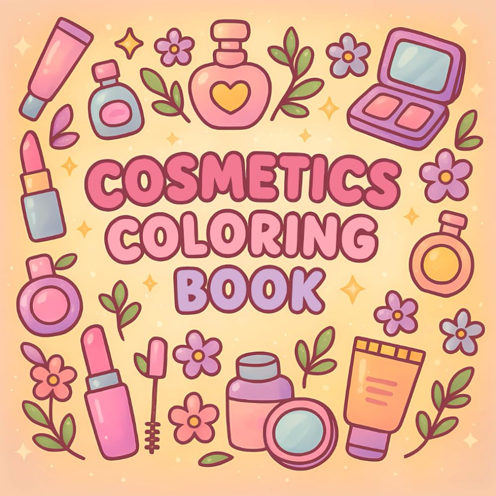 Cosmetics Coloring Book: Bold and Easy Illustrations of Skincare & Makeup for Girls and Women