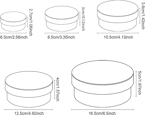 Miniatura 2 de BENECREAT Cajas redondas planas de papel maché de 5 tamaños, apilables, caja de regalo de papel para galletas de chocolate, Halloween, Navidad,